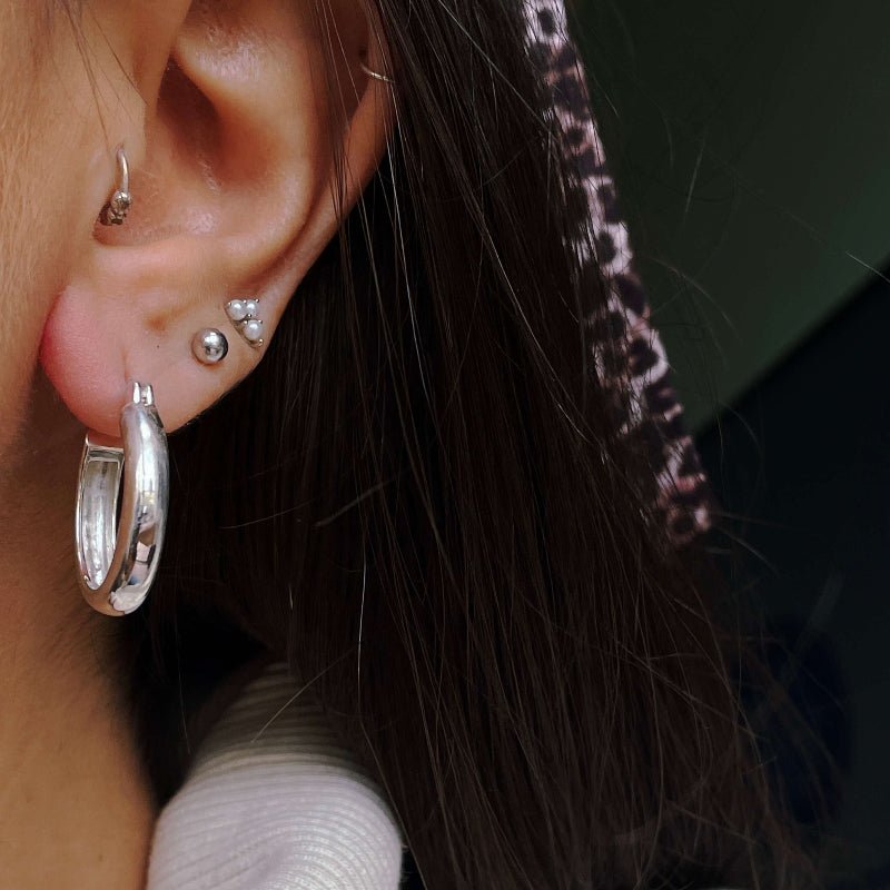 עגילי כסף אובל - SAPIRZ Jewelry