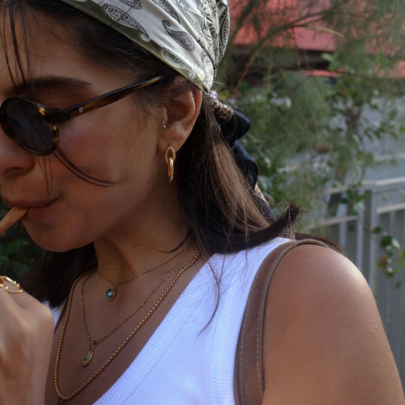 עגילי חוליות זהב מט - SAPIRZ Jewelry