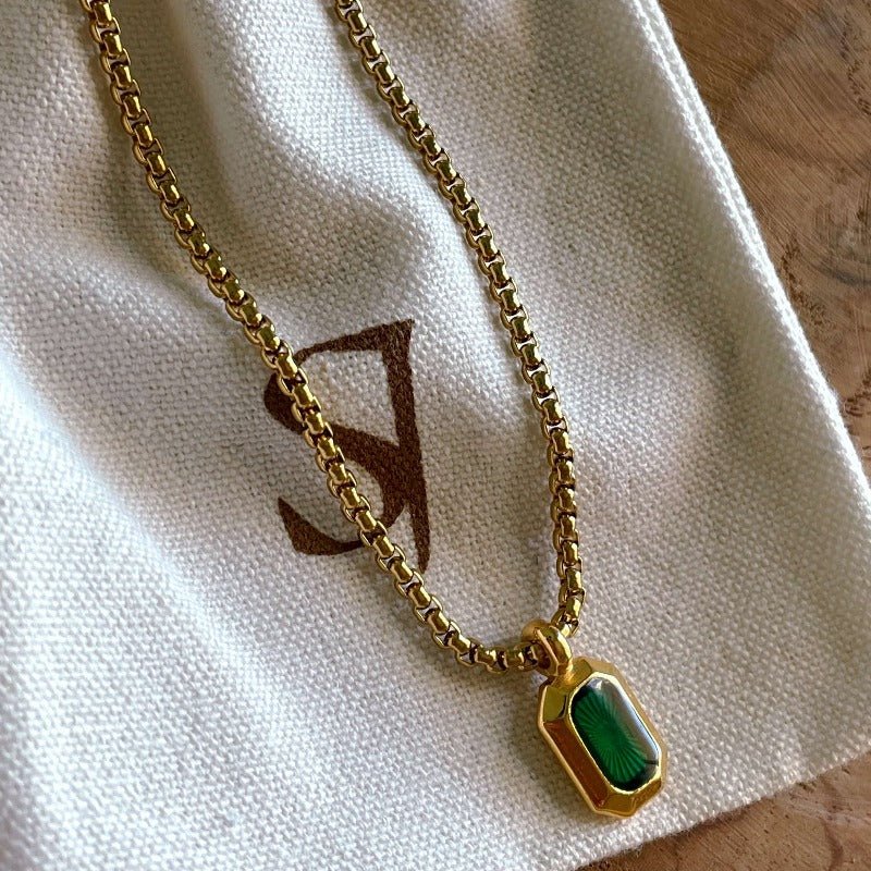 שרשרת אמייל ירוק - SAPIRZ Jewelry