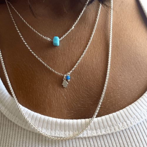 שרשרת חמסה אופל כחול - SAPIRZ Jewelry