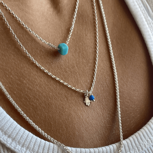 שרשרת חמסה אופל כחול - SAPIRZ Jewelry