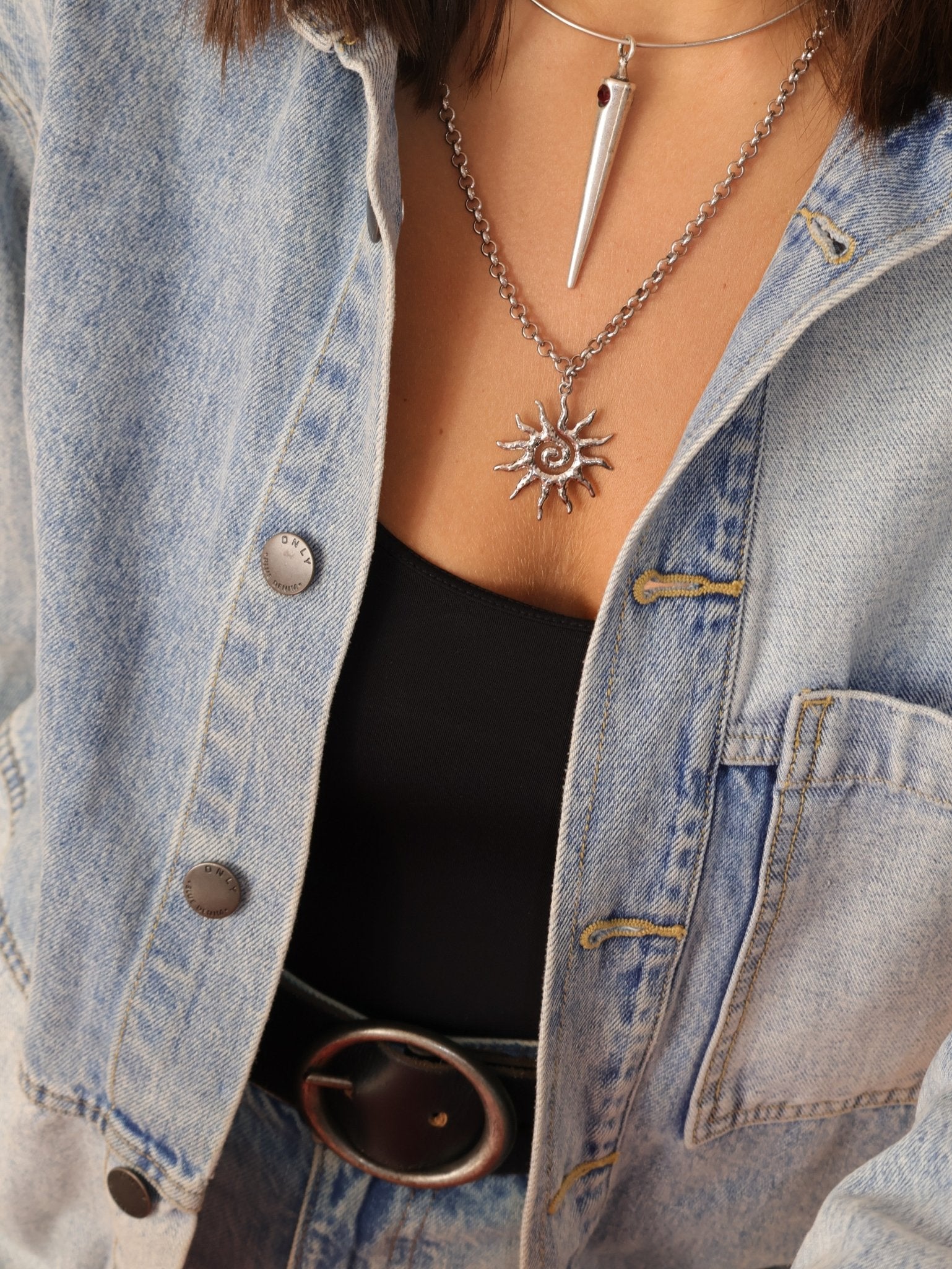 שרשרת ספייק בורדו - SAPIRZ Jewelry