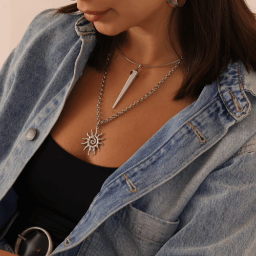 שרשרת ספייק בורדו - SAPIRZ Jewelry