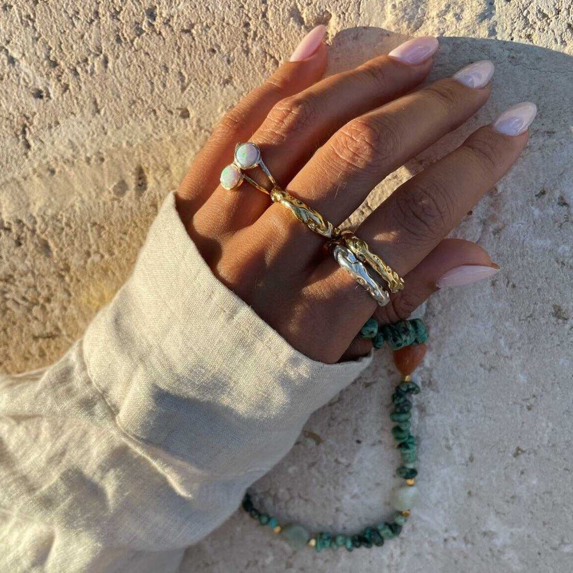 טבעת אופל עגולה - SAPIRZ Jewelry
