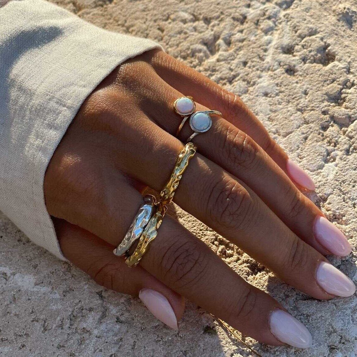 טבעת אופל עגולה זהב - SAPIRZ Jewelry