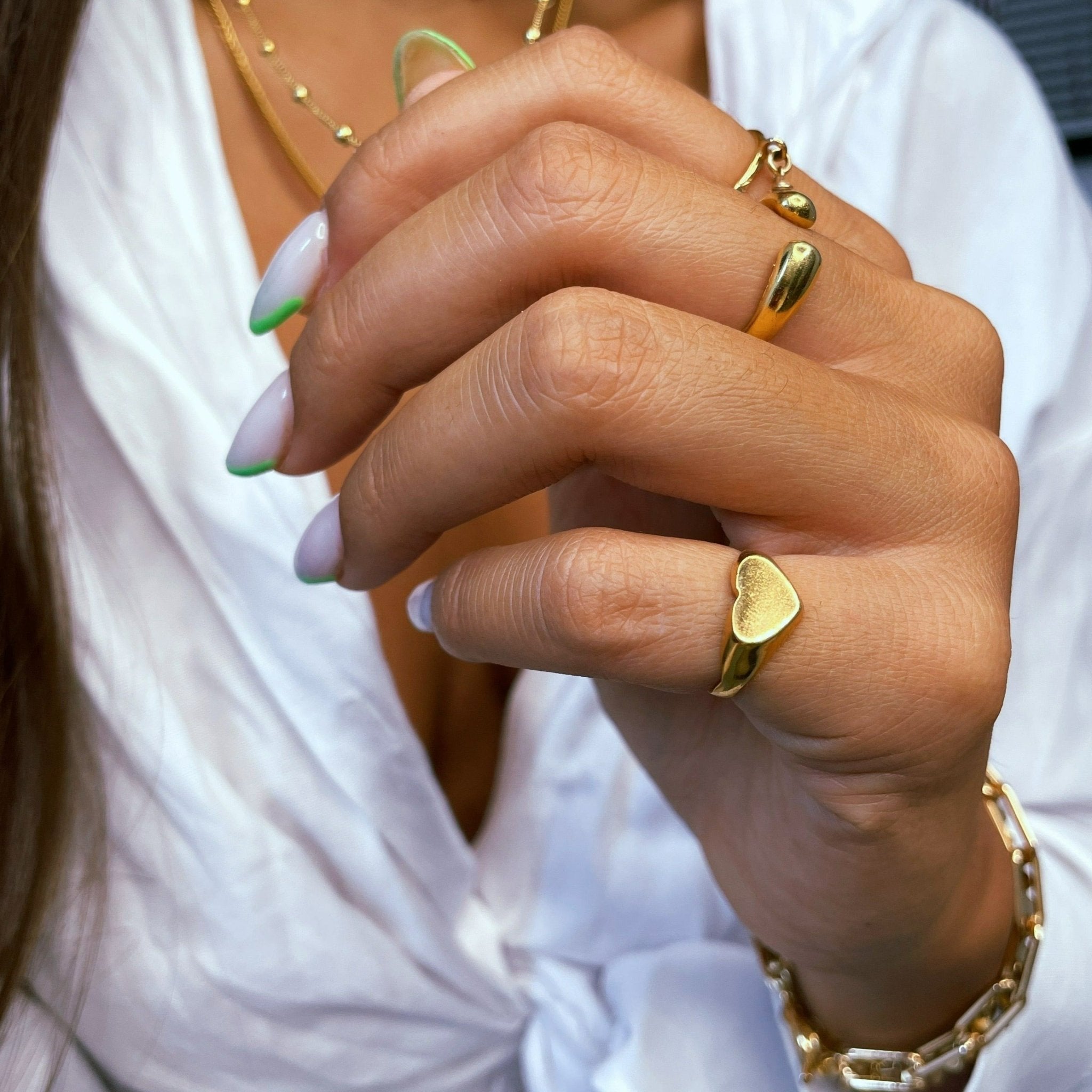 טבעת חותם לב גולד - SAPIRZ Jewelry