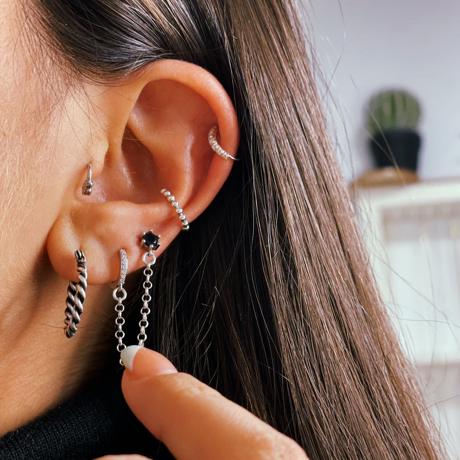 עגיל הליקס גלאם כסף - SAPIRZ Jewelry