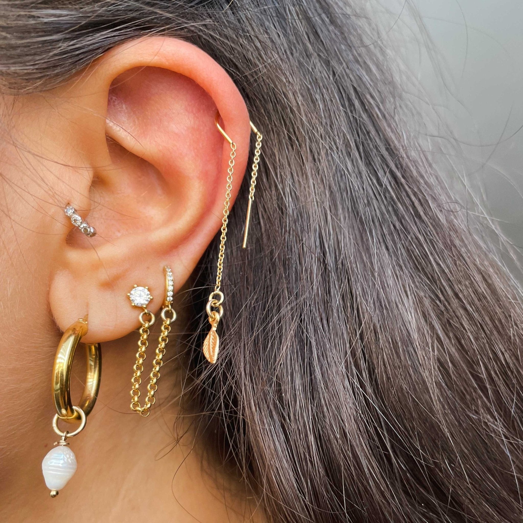 עגיל עלה זהב - SAPIRZ Jewelry
