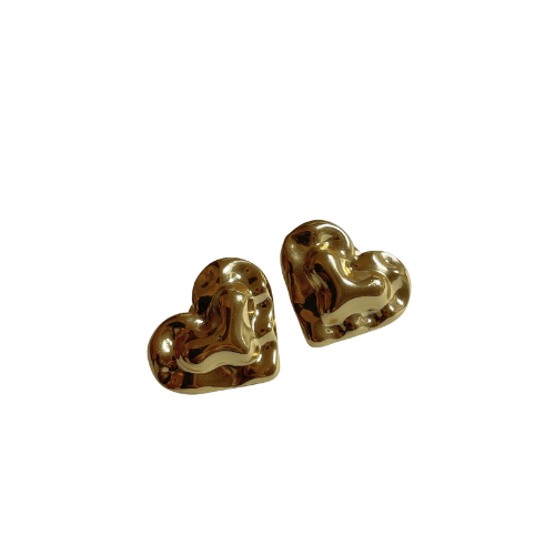 עגילי זהב לב מרוקע