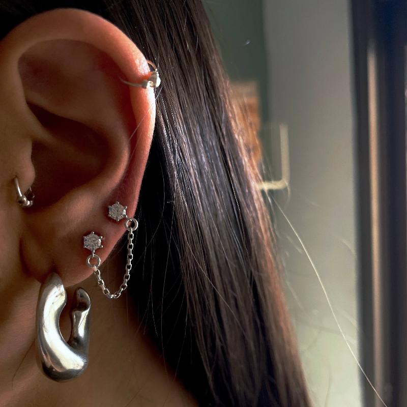 עגיל כפול וואיט - SAPIRZ Jewelry