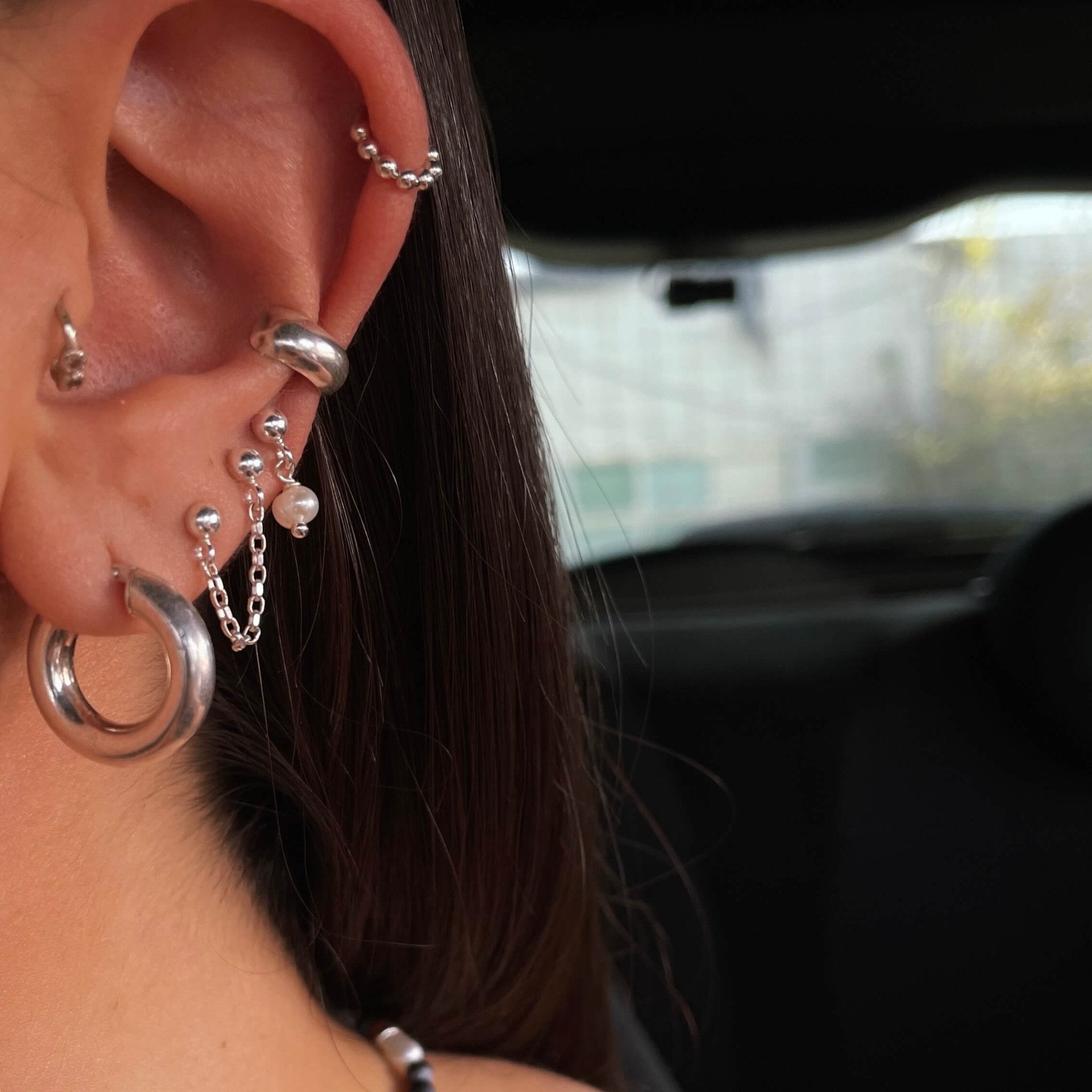 עגילי פנינה צמודים - SAPIRZ Jewelry