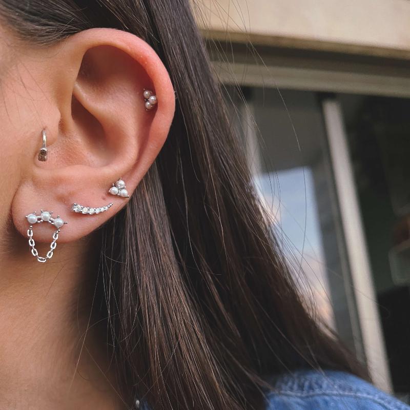 עגילי פנינה שרשרת - SAPIRZ Jewelry