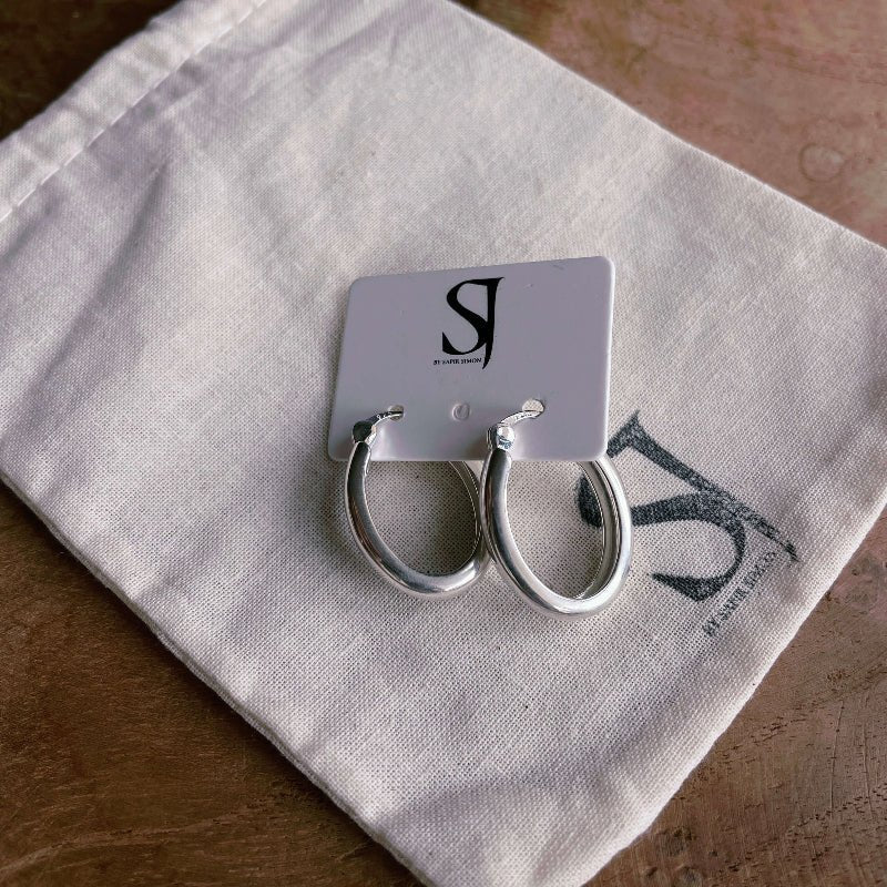 עגילי כסף אובל - SAPIRZ Jewelry