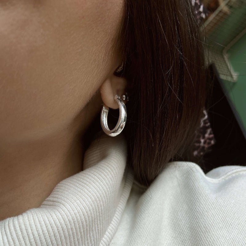 עגילי כסף אובל - SAPIRZ Jewelry