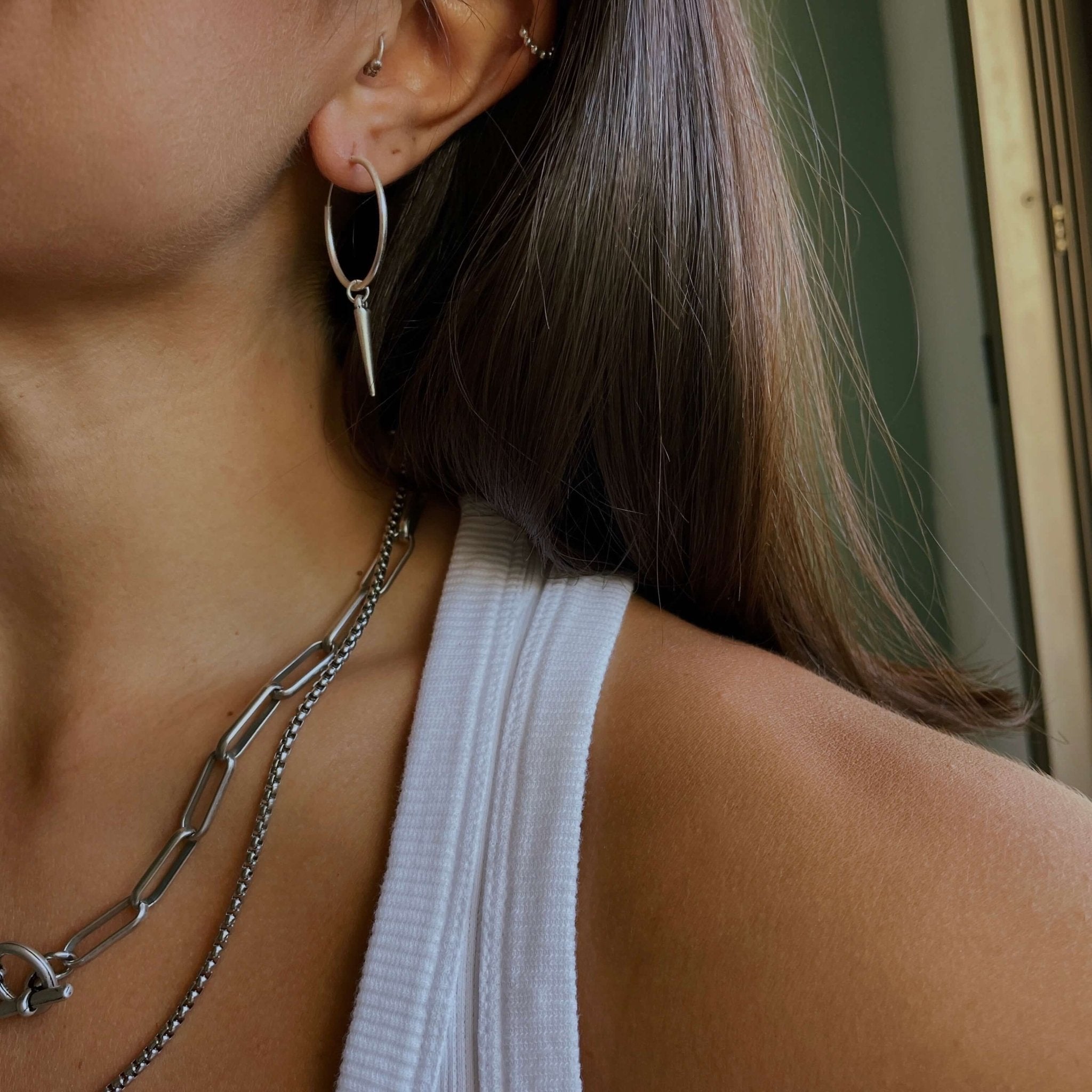 עגילי ספייק דק - SAPIRZ Jewelry