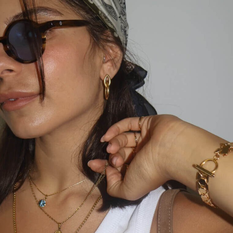 עגילי חוליות זהב מט - SAPIRZ Jewelry