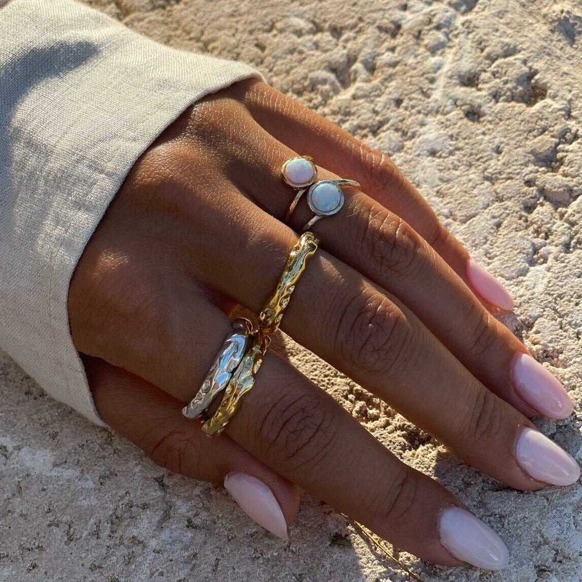 טבעת אופל עגולה - SAPIRZ Jewelry