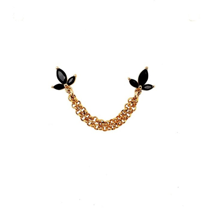 עגיל קורל זהב שחור - SAPIRZ Jewelry