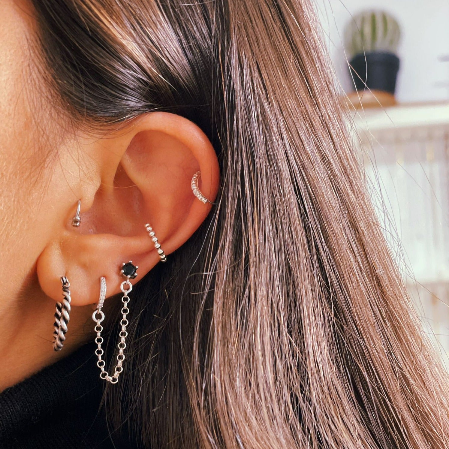 עגיל רומי שני חורים - SAPIRZ Jewelry