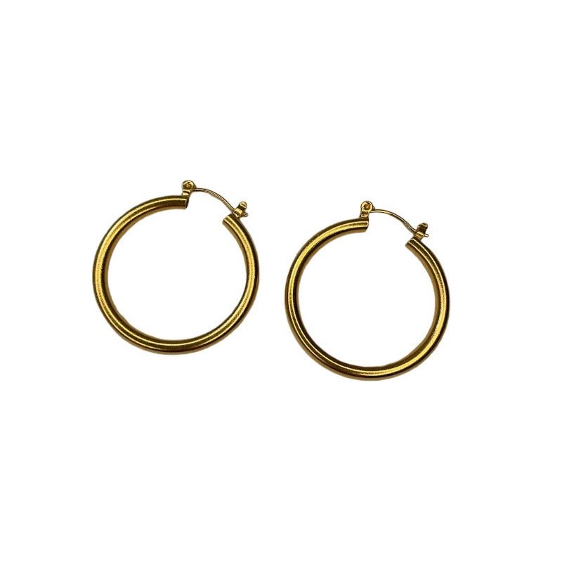 עגילי חישוק זהב מט - SAPIRZ Jewelry