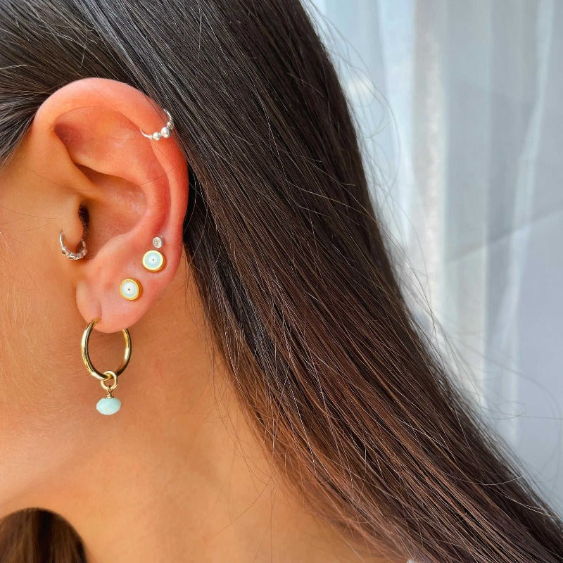 עגילי זהב אוקיינוס - SAPIRZ Jewelry