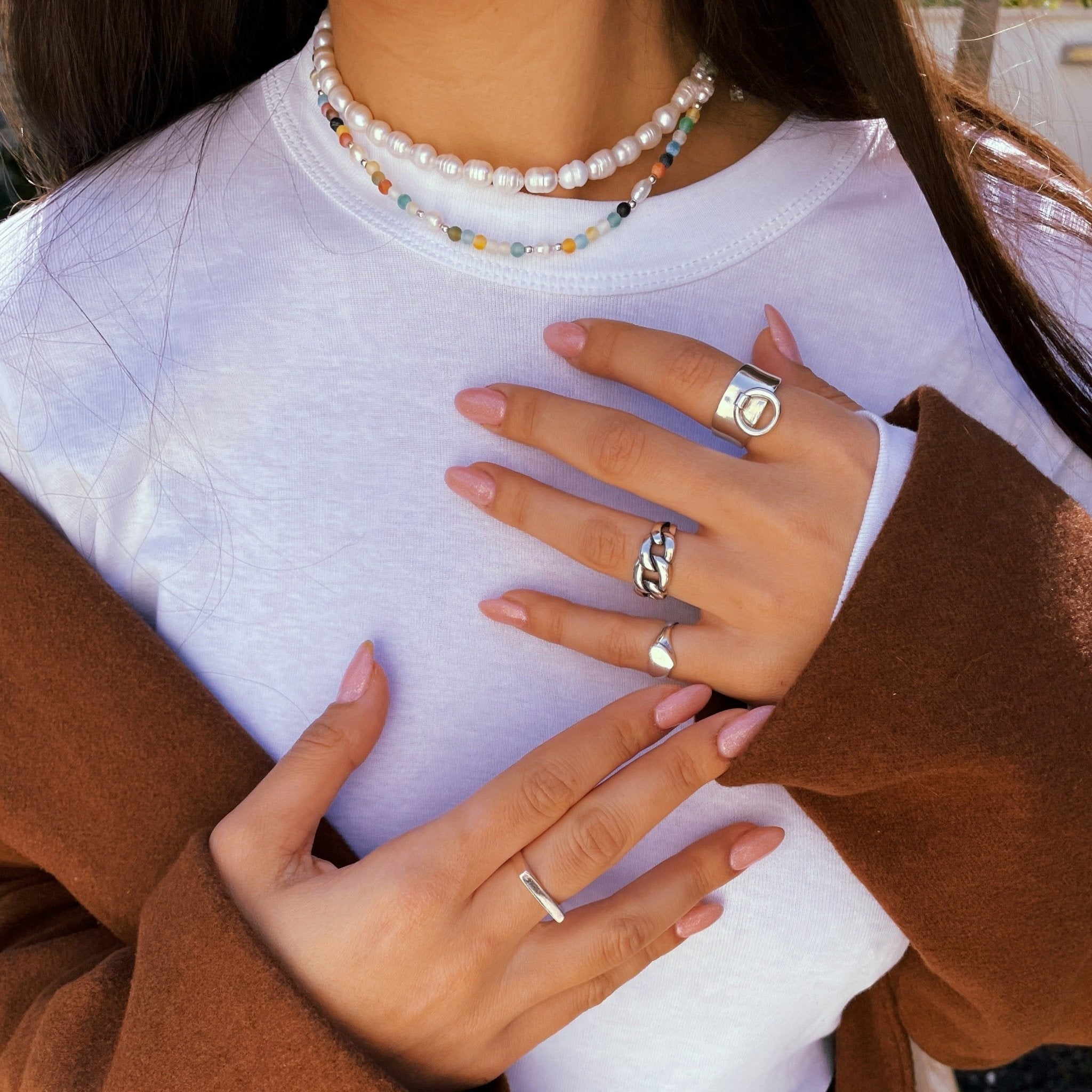 שרשרת פנינים קלאס - SAPIRZ Jewelry